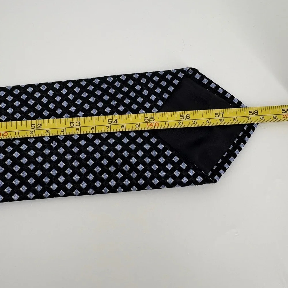 Michael Michael Kors Tie‎ Mens Navy Blue Lgt Blue Diamond Silk Checkered Necktie